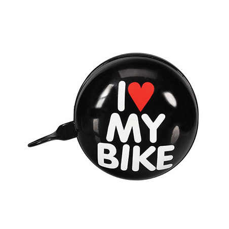 Campainha para bicicleta I LOVE MY BIKE na cor preta: Acessório essencial para o seu passeio!