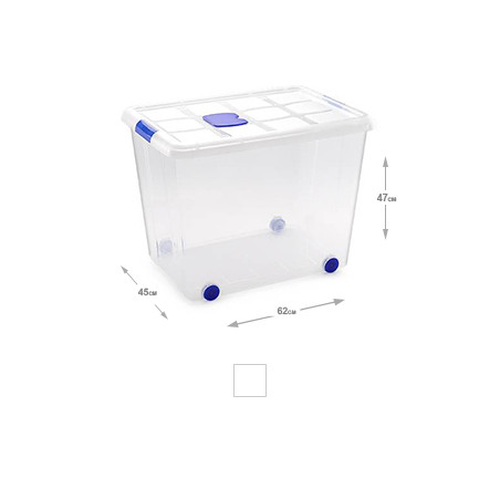 Caixa de Plástico com Rodas de 62x45x47cm - Capacidade de 86 Litros