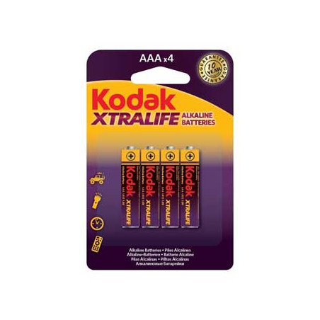 Kit com 4 Pilhas Alcalinas AAA LR03 1,5V 1050mAh Kodak Xtralife - Maior Durabilidade e Performance Garantida