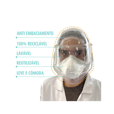 Viseira de Proteção Facial Individual - Aprovada pela Autoridade de Segurança Alimentar e Económica (ASAE) - 1 unidade