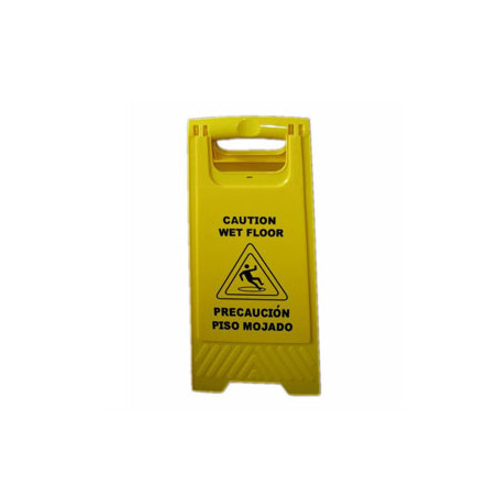 Placa de Aviso de Piso Escorregadio em Plástico Amarelo