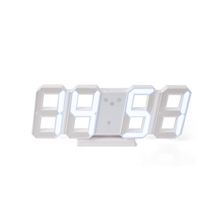  Relógio LED com Dígitos Tridimensionais em Branco
