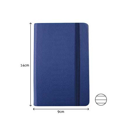 Caderno de Anotações Pautado de Couro Sintético Azul - 116 Folhas