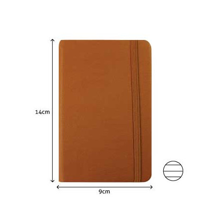 Notebook com Capa em Couro Sintético Semi-pele e Pauta - Tamanho 14x9cm - 116 Páginas