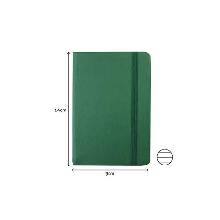 Caderno de Anotações Pautado em Couro Sintético Verde Esmeralda 14x9cm com 116 Folhas