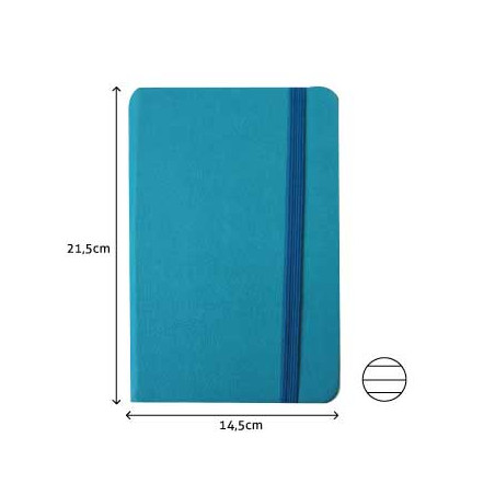 Bloco de Notas Pautado 21,5x14,5cm em Capa Semitransparente Azul Turquesa - 116 Páginas