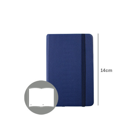 Caderno de Anotações com Capa em Couro Azul de 116 Folhas, Tamanho 14x9cm