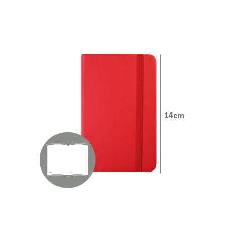  Caderno de Anotações Vermelho de Couro Sintético, 14x9cm, com 116 Folhas Lisas