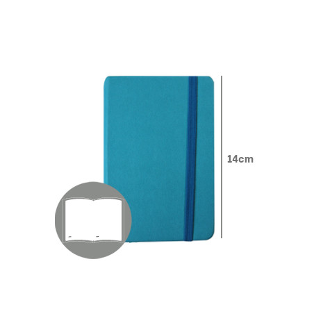 Caderno de Anotações em Capa de Couro Sintético Azul Turquesa 14x9cm com 116 Folhas