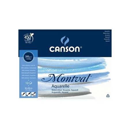 Bloco de Papel Canson Montval 297x420mm 300g - 12 Folhas - Ideal para Artes e Pinturas