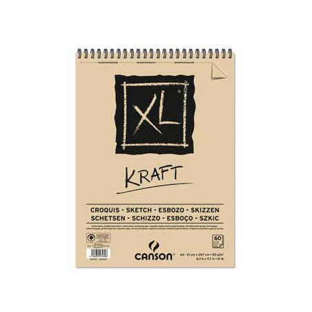 Papel de Desenho e Rascunho Canson XL - Bloco Espiral Kraft A4 90g 60 Folhas