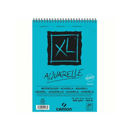  Bloco de Papel Canson XL Aquarelle A5 300g 20 Folhas - Perfeito para Técnicas de Pintura em Aquarela