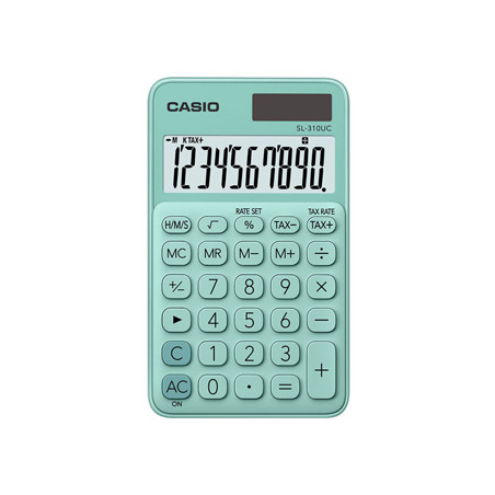 Calculadora de Bolso Casio SL310UCGN Verde Claro de 10 Dígitos - A melhor aliada para cálculos rápidos e precisos