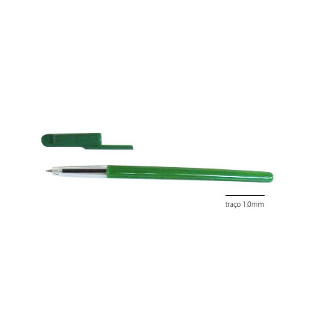 Caneta Esferográfica Verde de 1mm - Conjunto de 50 Unidades - Tinta de Alta Qualidade e Secagem Rápida