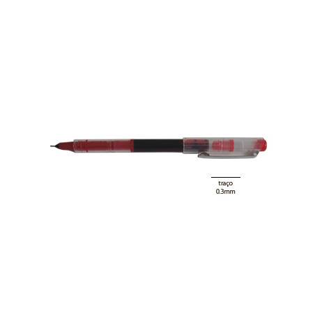 Marcador Roller Vermelho de Ponta Fina de 0,3mm - Embalagem Individual para Escrita Precisa