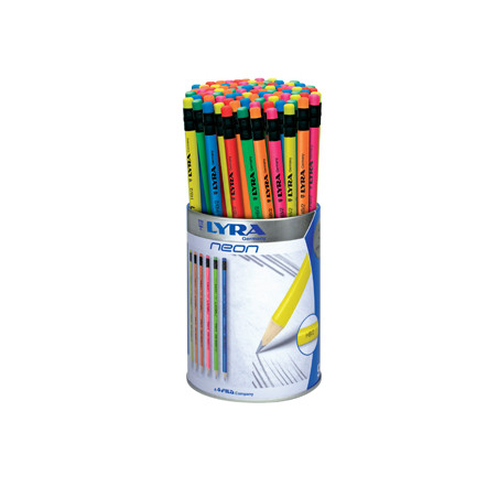 Conjunto de 96 Lápis de Carvão Nº2-HB Lyra Neon com Borracha Copo - Ideal para Desenhos e Esboços Detalhados