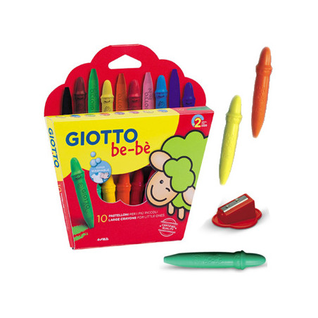 Conjunto de 10 lápis de cera Giotto Be-Be + 1 Afiador para estimular a criatividade das crianças