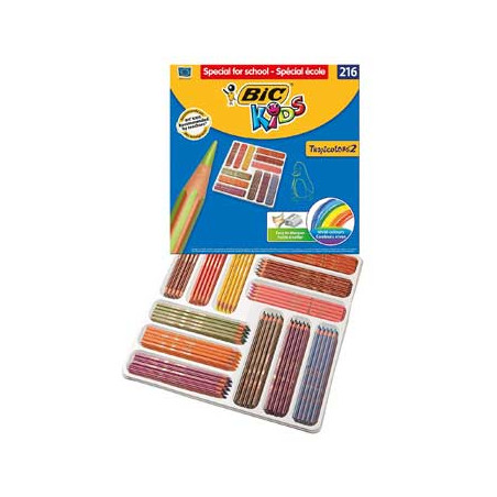 Conjunto de Lápis de Cor Bic Kids Tropicolors - Caixa Escolar com 216 cores vibrantes para soltar a imaginação!