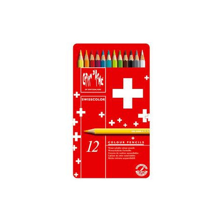 Lápis Cor Caran DAche Swisscolor - Caixa Metalica 12 Cores