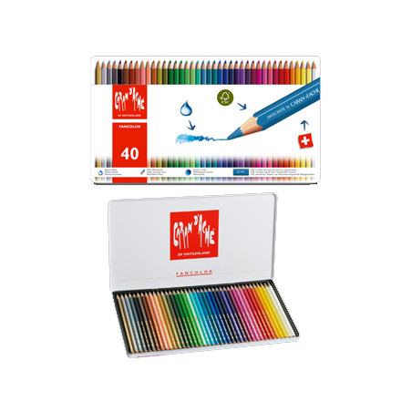 Lápis Cor Aguarelável Caran DAche Fancolor - Caixa Metal 40 cores