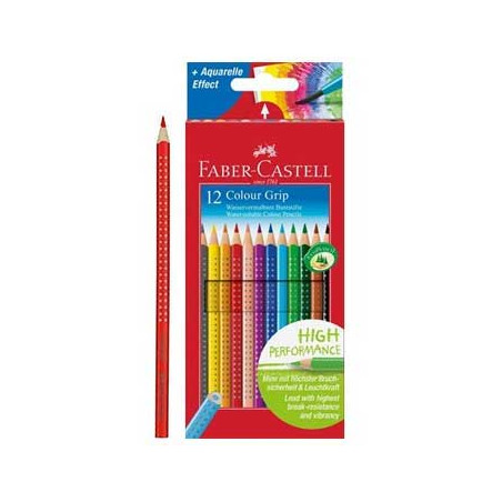 Lápis Cor Aguarelável Faber-Castell Grip Caixa de Cartão 12 unidades
