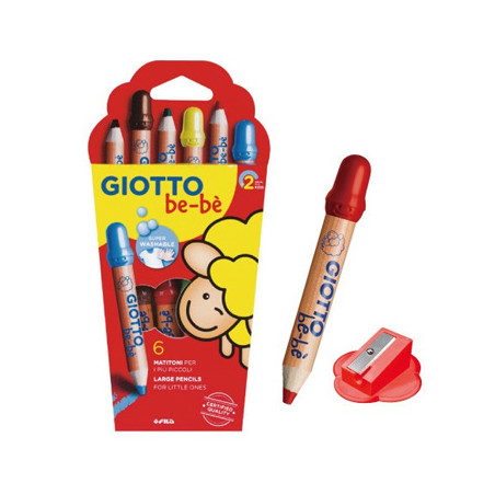 Lápis de Cor Giotto Bebé 6 unidades + 1 Afiador: Tons Vibrantes para os Pequenos Artistas