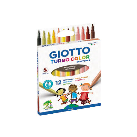 Marcador Feltro Giotto Turbo Color Skin Tones 12 cores