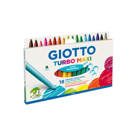 Marcador Feltro Giotto Turbo Maxi 18 Cores em Blister