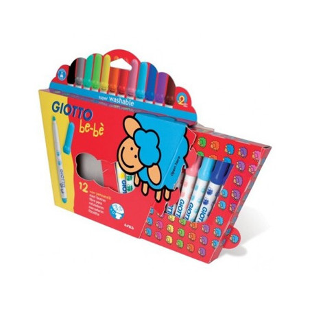 Conjunto de Marcadores de Feltro Giotto Be-Be - Pack com 12 cores naturais para estimular a criatividade das crianças