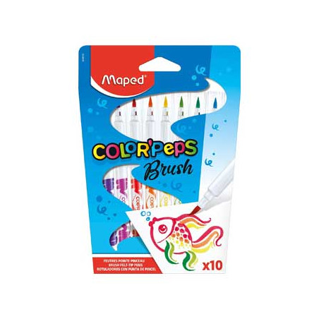 Conjunto de 10 Marcadores Coloridos em Feltro Maped Color Peps Brush