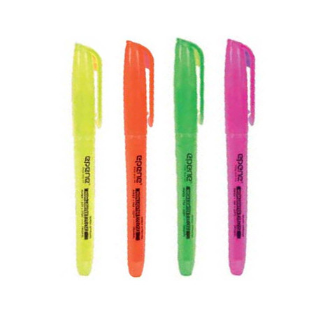 Conjunto de 4 marcadores fluorescentes finos em cores variadas da marca Epene - Pacote com 4 unidades
