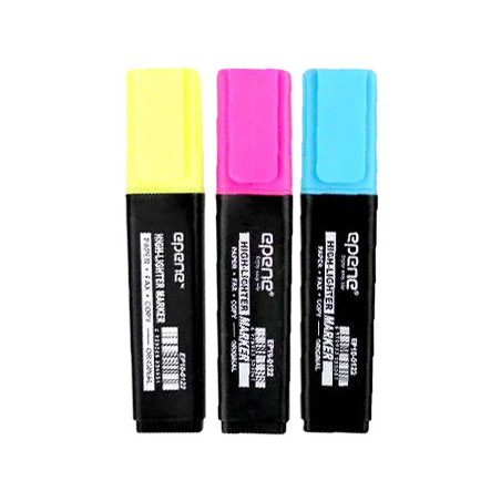 Conjunto de Marcadores Marcador Fluorescente com 3 Cores Vibrantes - EP10-0122 da Epene (Embalagem com 3 unidades)