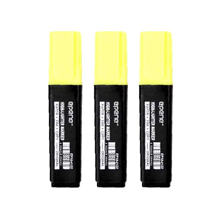 Conjunto de 3 marcadores fluorescentes amarelos da marca Epene - EP10-0122: Destaque os seus apontamentos de forma vibrante!