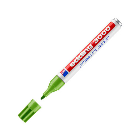 Marcador de Tinta Permanente de Ponta Larga 3mm na cor Verde Claro - Edding 3000: Escreva com estilo e precisão!