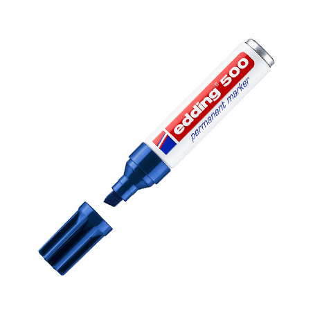 Marcador Permanente Azul Edding 500 - Traço Grosso de 2 a 7mm - 1 unidade