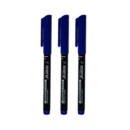 Conjunto de 3 marcadores permanentes finos Epene na cor azul - Ideal para marcações precisas e duradouras
