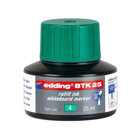 Recarga de tinta verde de 25ml para marcador de quadros brancos Edding BTK - 1 unidade: Renove a sua experiência com as cores vi