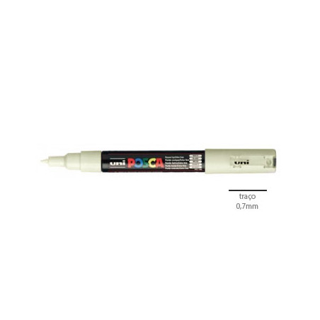 Caneta Marcador Uniball Posca PC-1M Marfim 0,7mm - Ideal para Desenhos Detalhados e Marcações Precisas