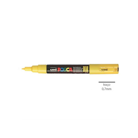 Caneta Tinteiro Uniball Posca PC-1M 0,7mm Amarelo - Perfeita para Desenhos e Caligrafia (Pacote com 2 unidades)