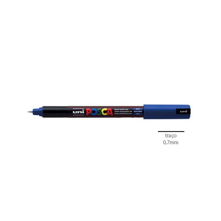 Caneta Uniball Posca PC-1MR Azul (33) - Ponta Fina 0,7mm - Ideal para Artes e Marcas Precisas - Produto Individual