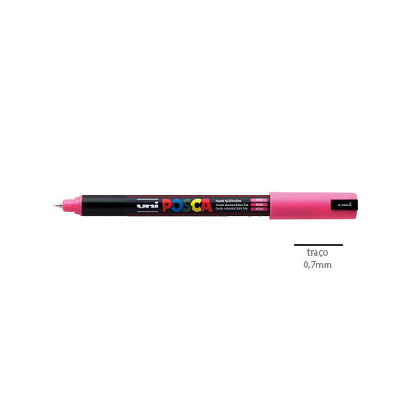 Marcador Uniball Posca PC-1MR 0,7mm Rosa - Ideal para Desenhar com Precisão e Estilo!