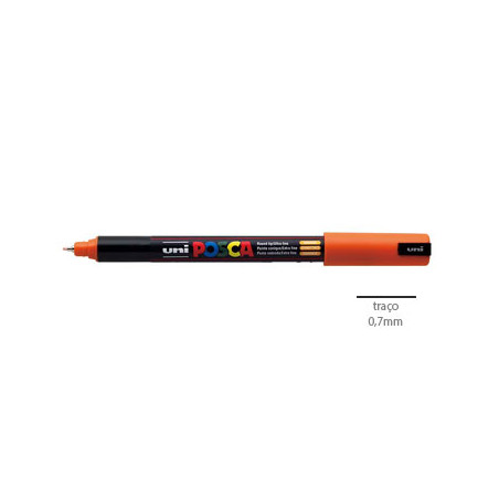 Caneta Posca Uniball PC-1MR 0,7mm Laranja - Pacote com 4 unidades para colorir e marcar com precisão!