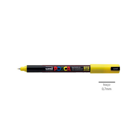 Marcador Uniball Posca PC-1MR 0,7mm Amarelo - Kit com 2 canetas para criar maravilhas!
