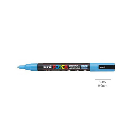 Pincel Marcador de Tinta Uniball Posca PC-3M Ponta 0,9mm - Azul Claro | Kit com 8 unidades para uma expressão artística impecáve