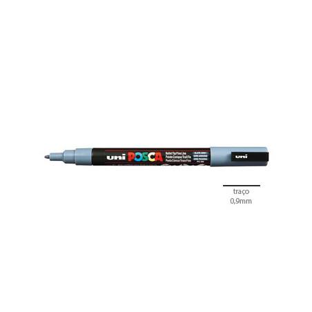 Marcador Posca Uniball PC-3M 0,9mm Cinza Slate - Perfeito para Artes e Projetos Criativos (1 unidade)