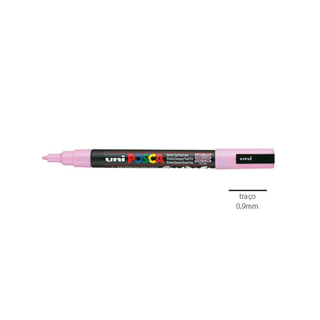  Caneta Marcadora Uniball Posca PC-3M 0,9mm Rosa Claro (51) - Perfeita para trabalhos artísticos e personalização - 1 unidade de