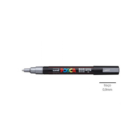 Caneta de Arte Posca PC-3M 0,9mm Prata (26) - Ideal para Projetos de Arte e Faça Você Mesmo!