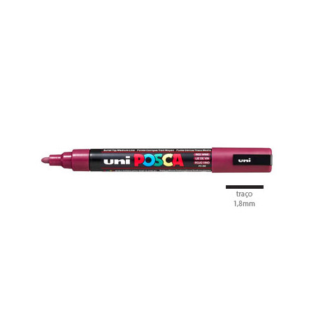 Marcador de tinta Uniball Posca PC-5M 1,8mm na cor vinho tinto (60) - Perfeito para projetos de arte e faça você mesmo