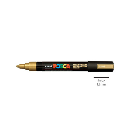 Marcador Uniball Posca PC-5M 1,8mm Ouro (25) - Alta qualidade e precisão para seus projetos artísticos!