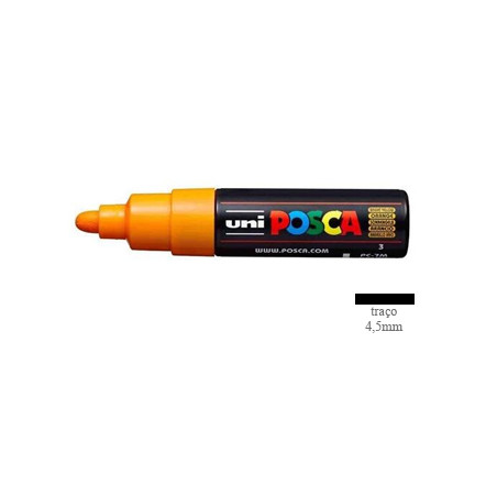 Marcador de Tinta Uniball Posca PC-7M 4,5mm na cor Amarelo Brilhante - Unidade
